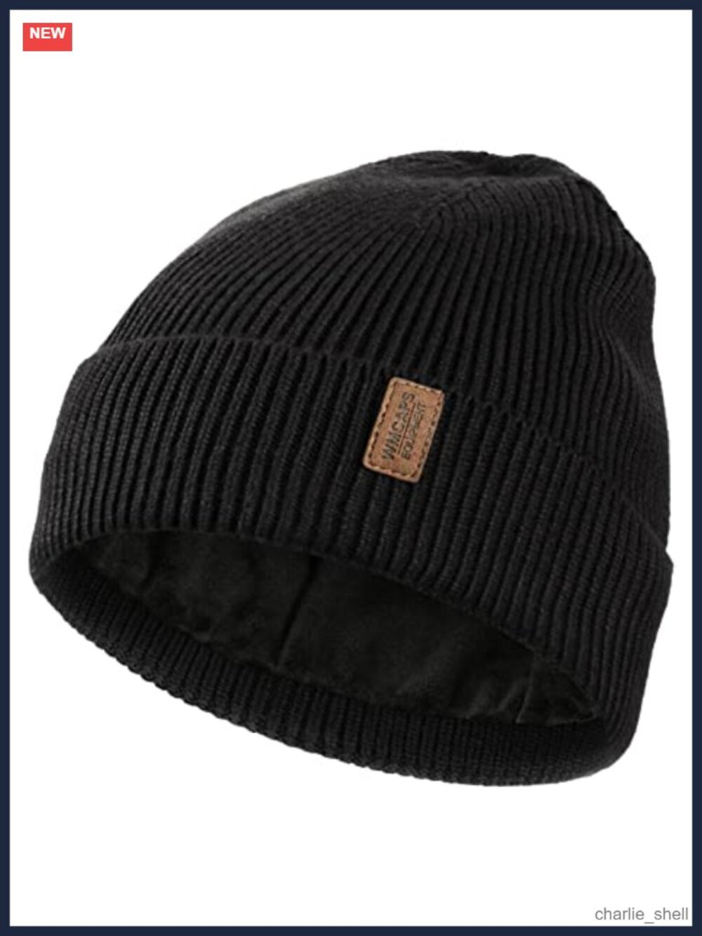 Fleece Lined Knit Beanie - Warm Winter Hat - One Size Fits All - Ski Snowboard